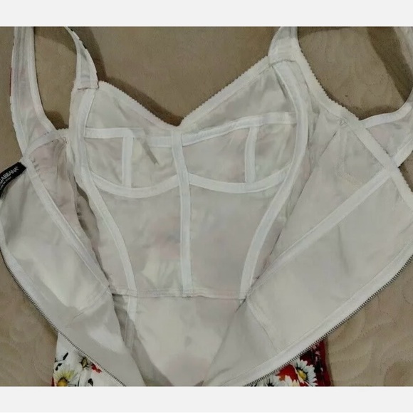 Dolce & Gabbana Poppy Floral Dress Bustier Midi Dress - Picture 5 of 6